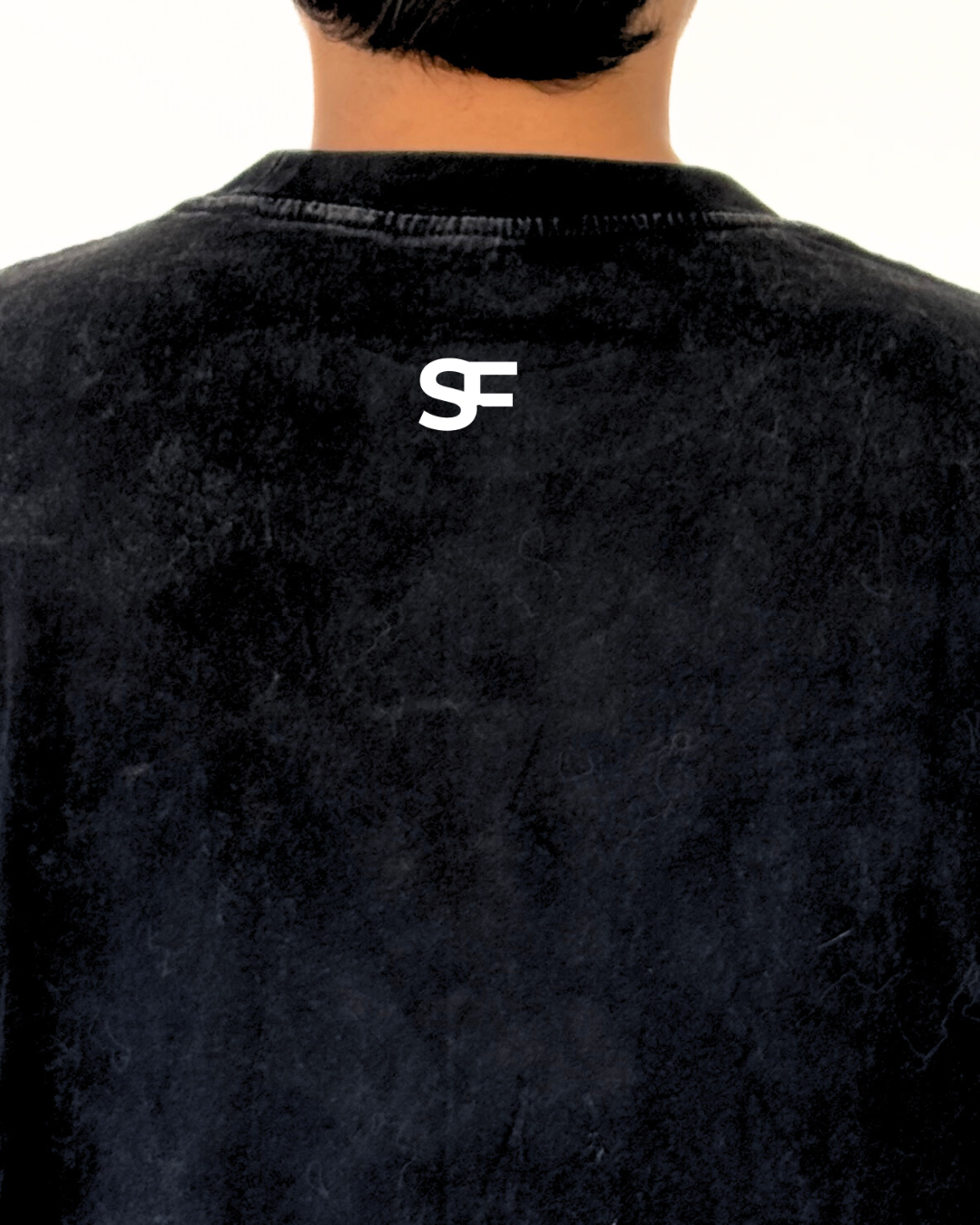 Camiseta Oversize Algodón 265G Negra-Blanco Pintada