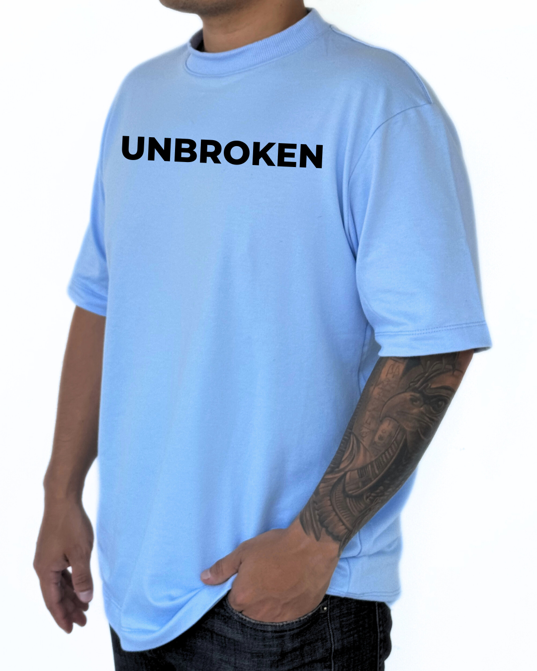 Camiseta Oversize Burda 240G Azul Bebé-Negro