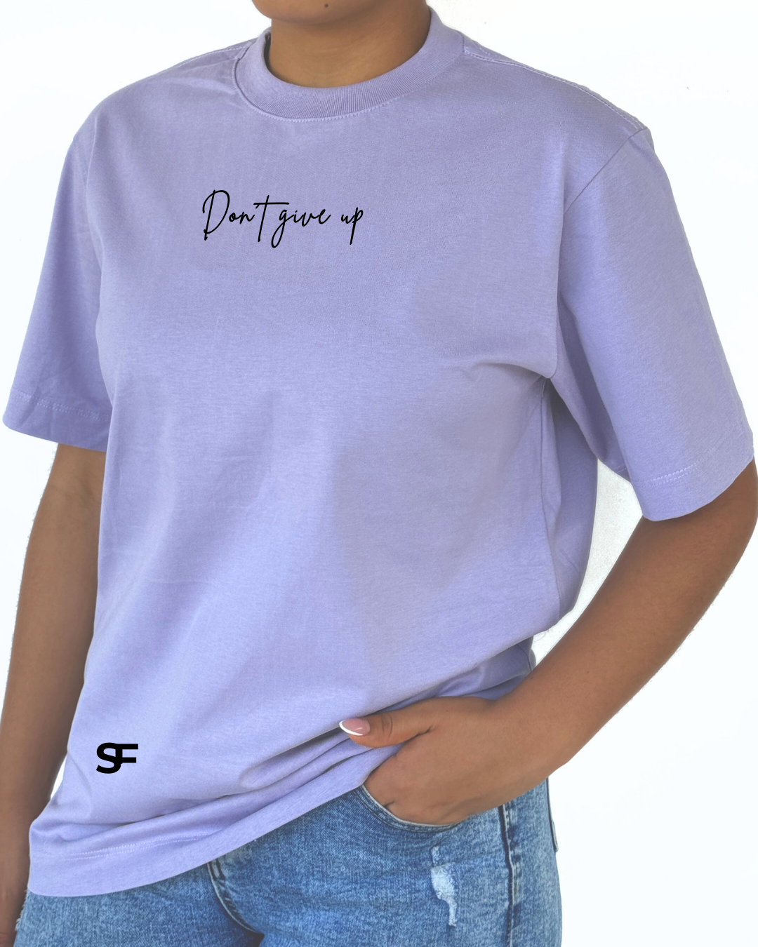 Camiseta De Mujer Oversize 265G Cursiva Lila