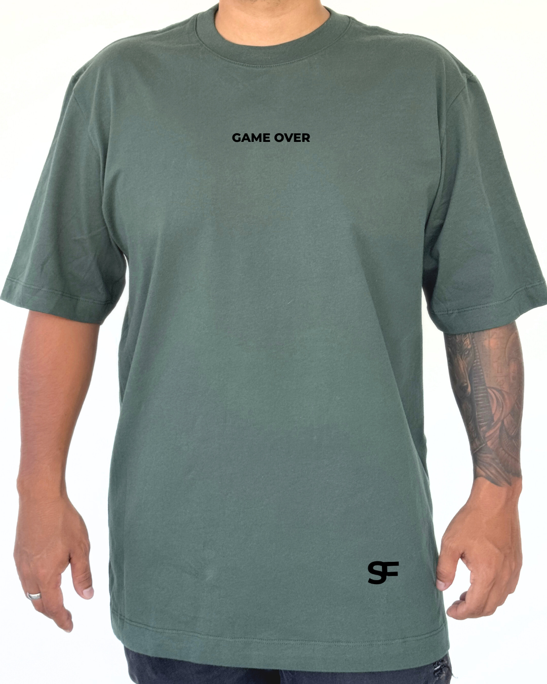 Camiseta Oversize Algodón 265G Verde-Negra