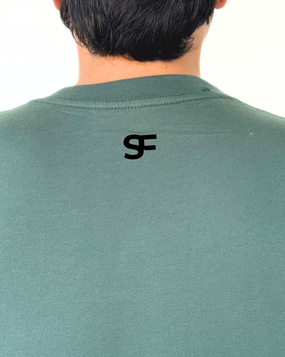 Camiseta Oversize Algodón 265G Verde-Negro