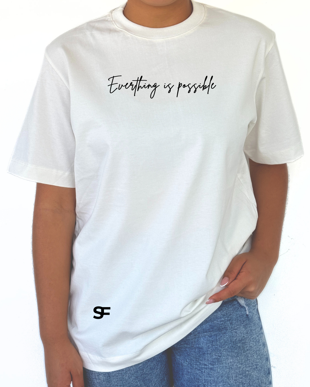 Camiseta De Mujer Oversize 265G Cursiva Marfil