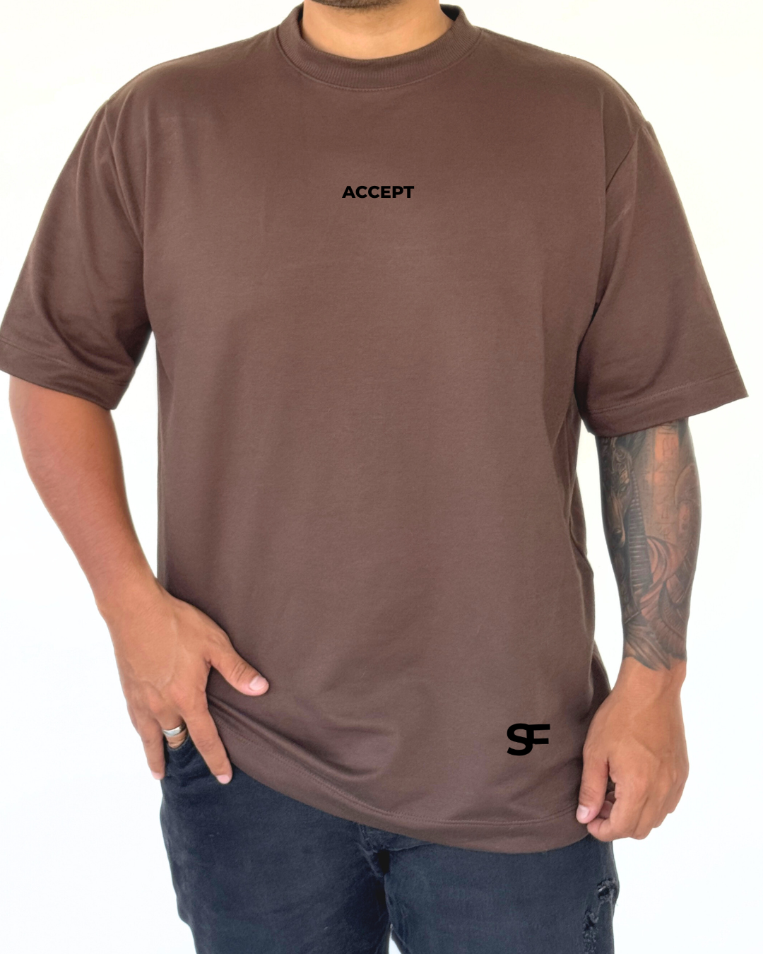 Camiseta Oversize Burda 240G Cafe-Negro