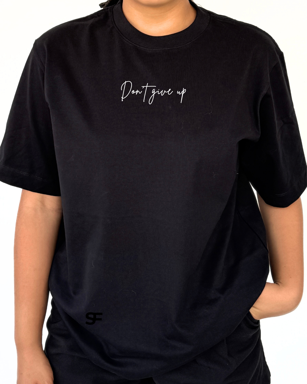 Camiseta De Mujer Oversize 265G Cursiva Negra