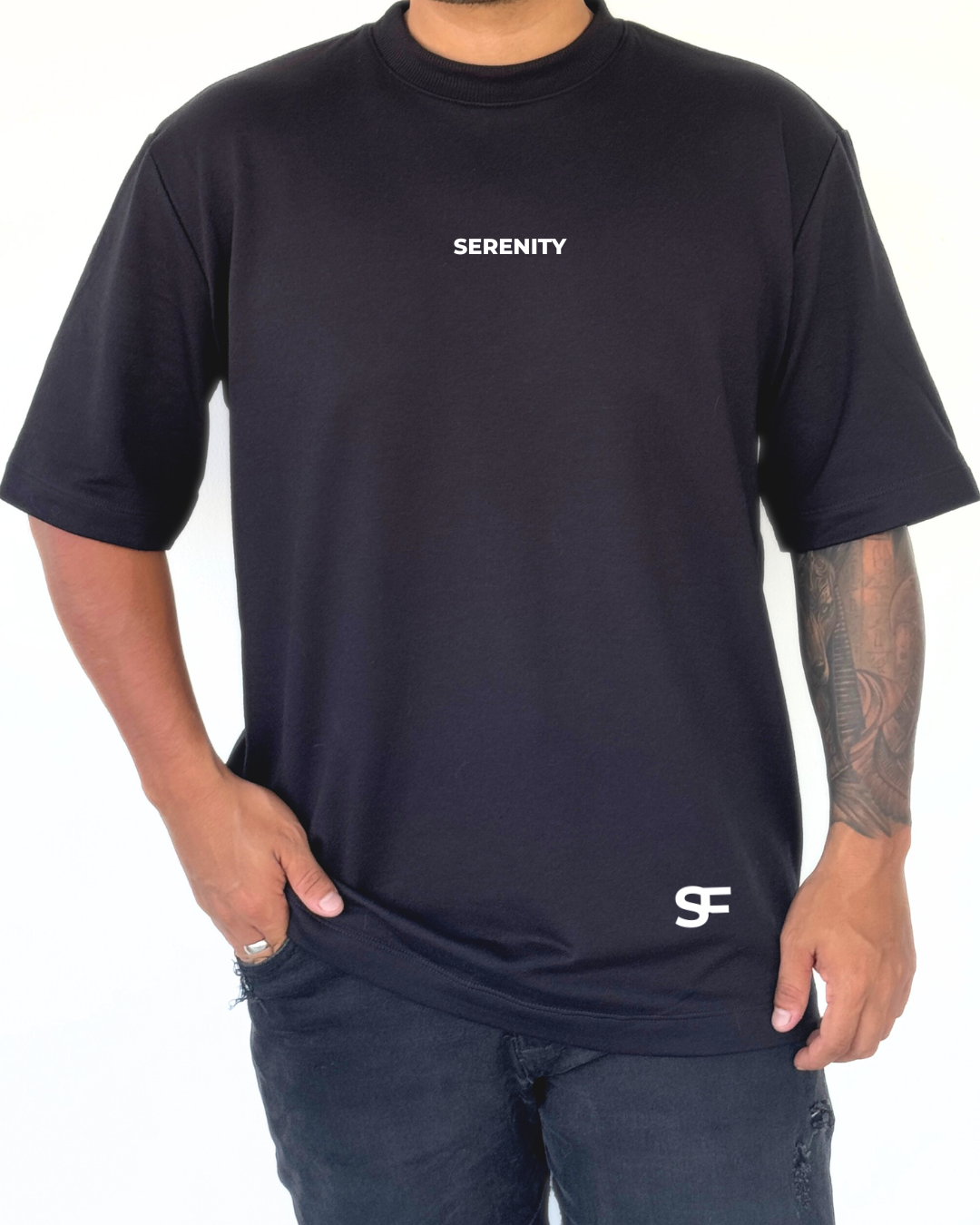 Camiseta Oversize Burda 240G Negro-Blanco