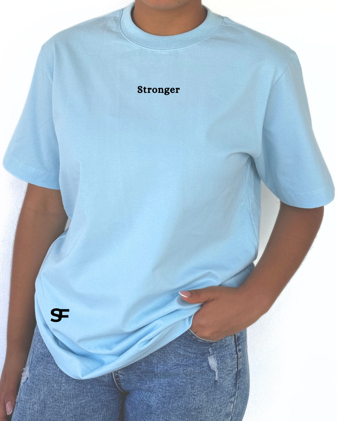 Camiseta De Mujer Oversize 265G Azul Bebé