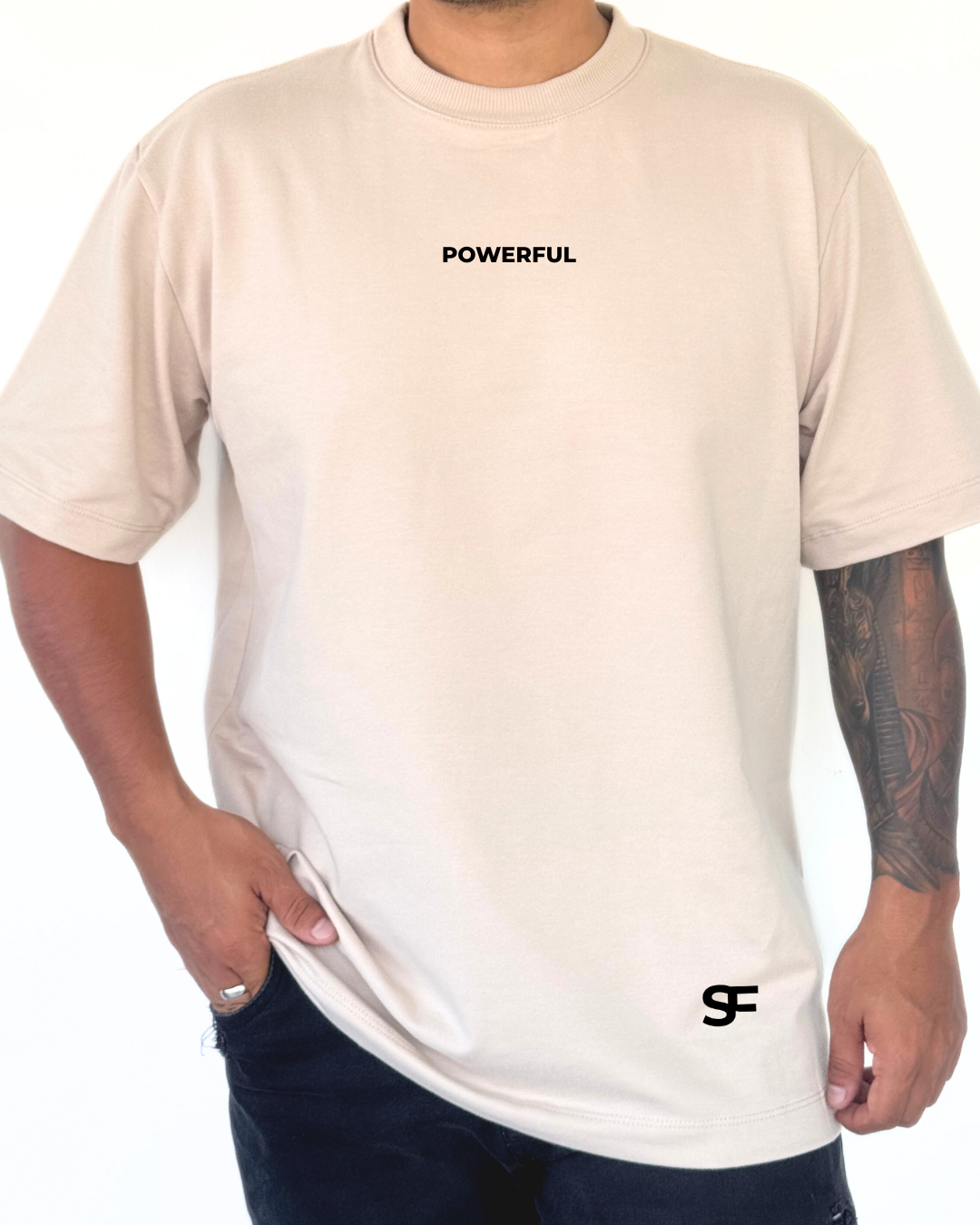 Camiseta Oversize Burda 240G Nude-Negra