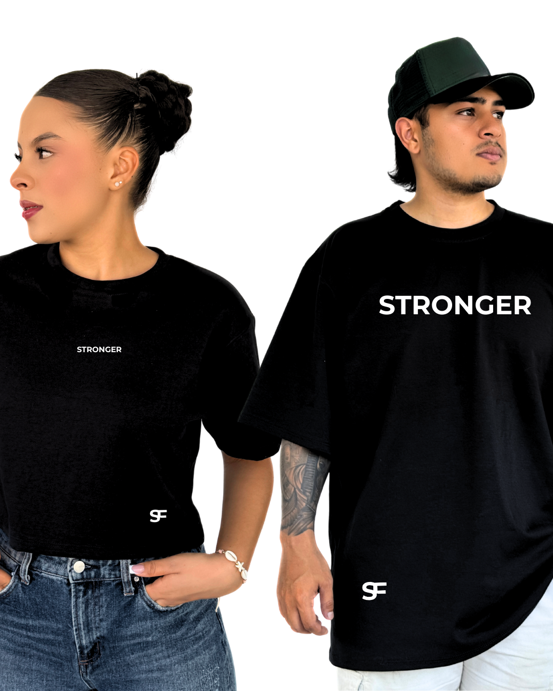 Set Crop Top y Camiseta Oversize negro