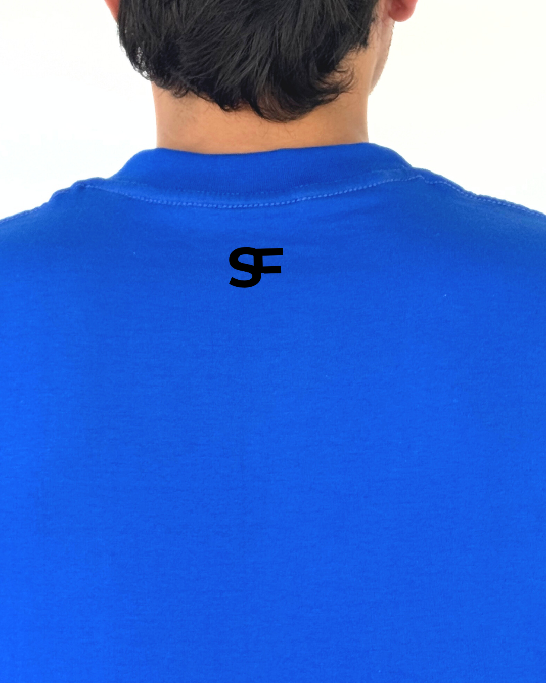 Camiseta Oversize Algodón 220G Azul Rey-Negro