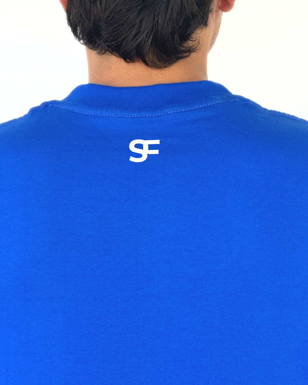 Camiseta Oversize Algodón 220G Azul Rey-Blanca