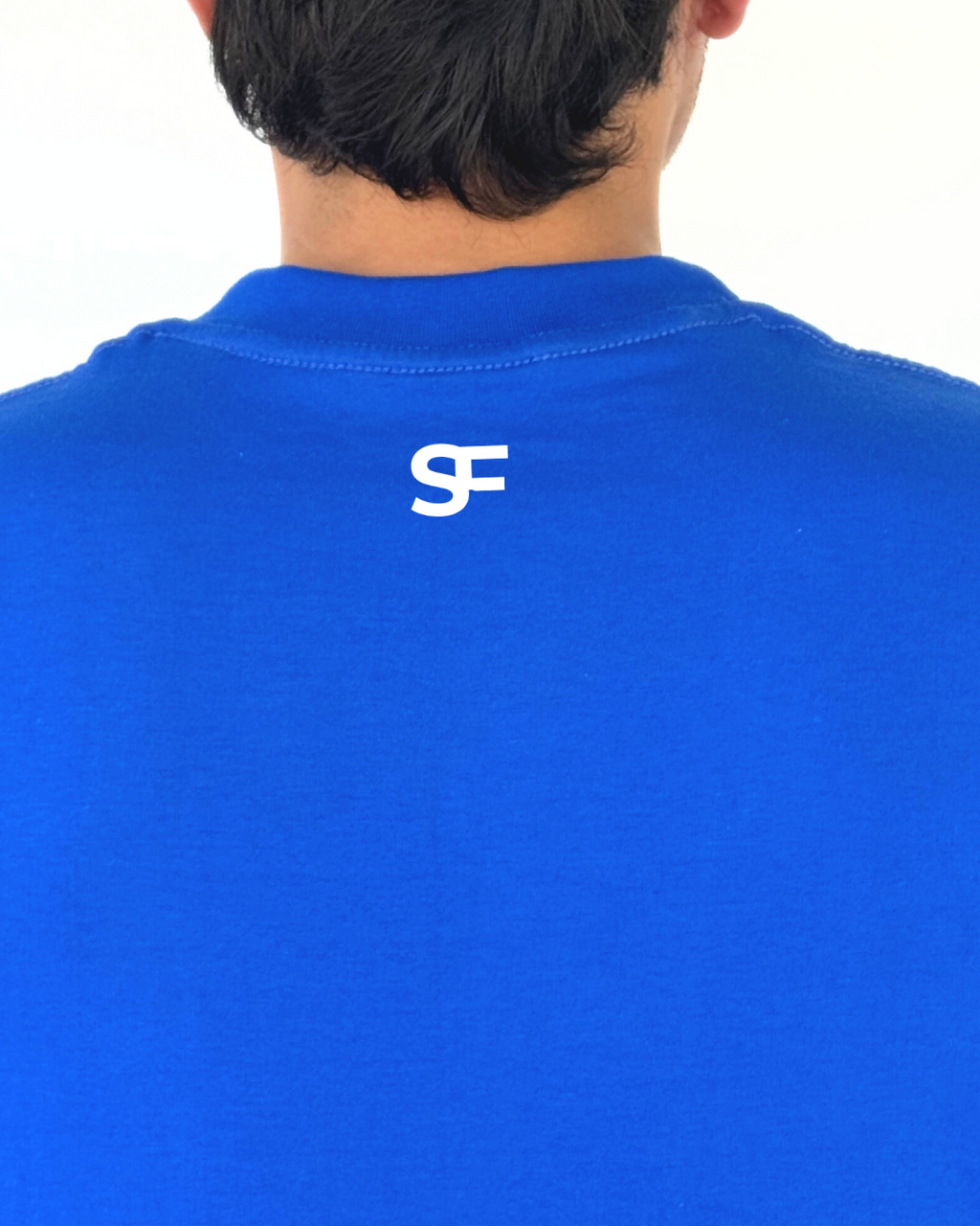 Camiseta Oversize Algodón 220G Azul Rey-Blanco
