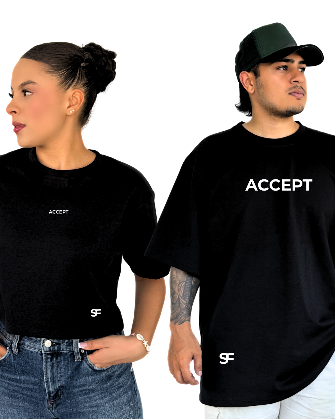 Set Crop Top y Camiseta Oversize negro