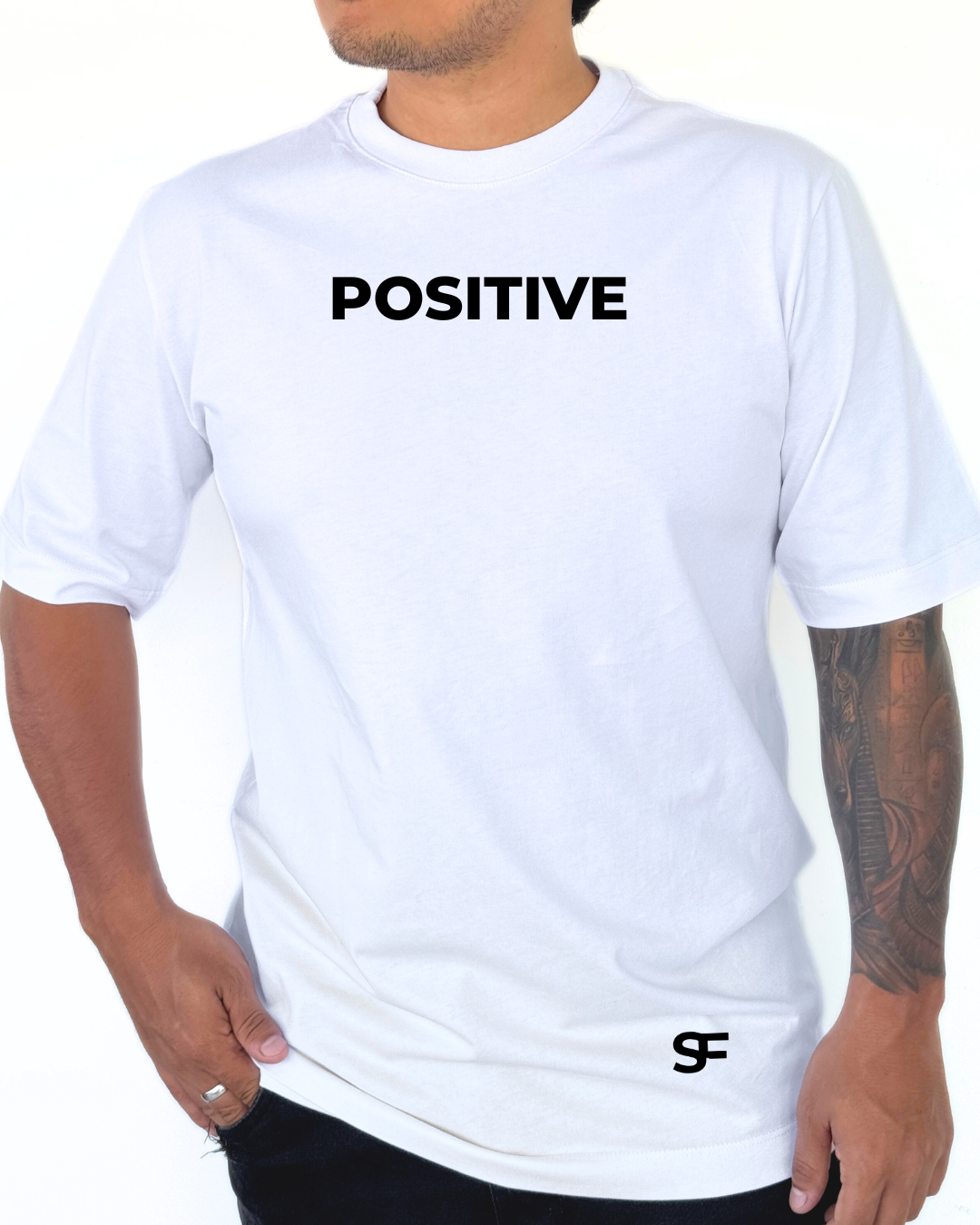 Camiseta Oversize Algodón 265G Blanca-Negro