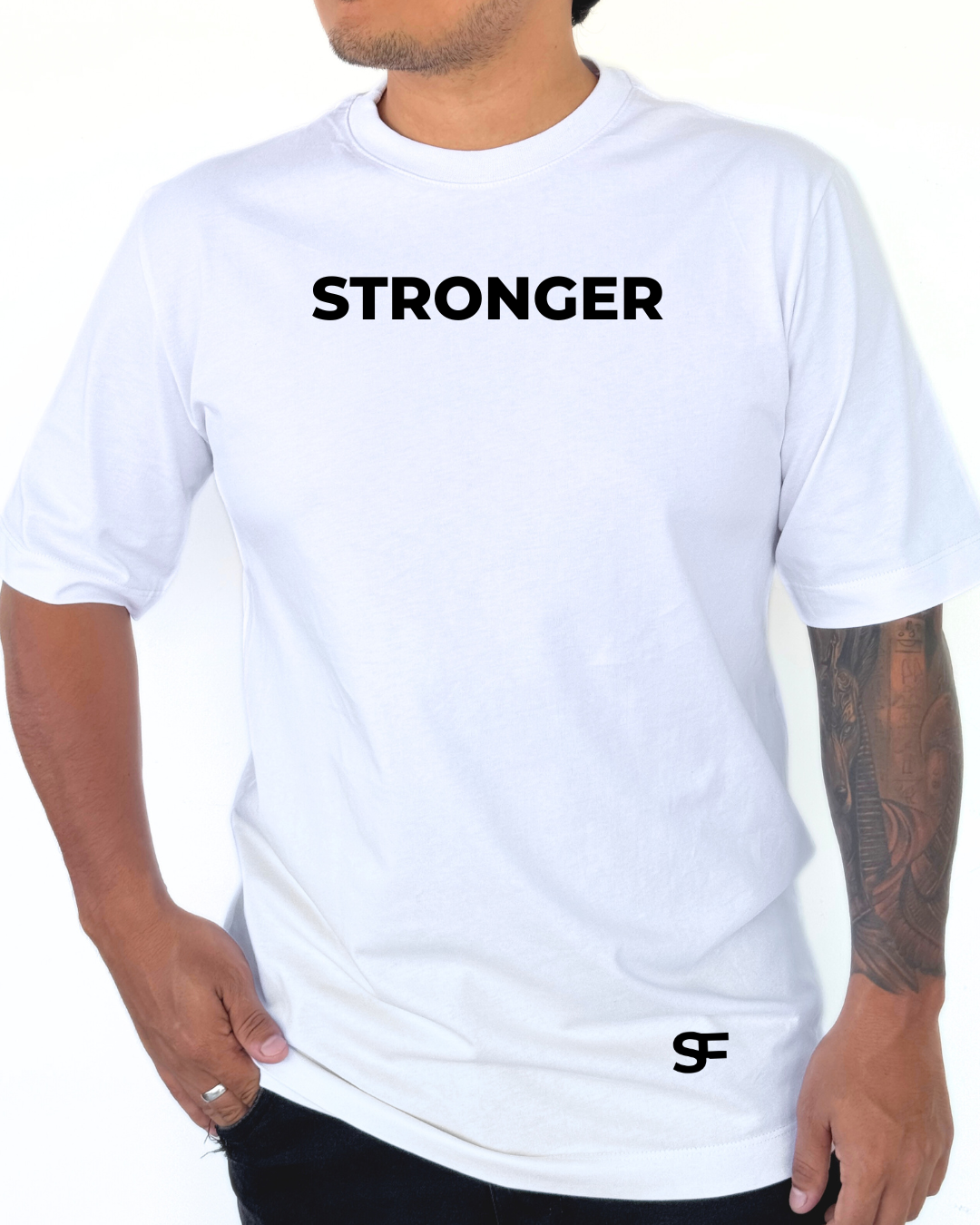 Camiseta Oversize Algodón 265G Blanca-Negro