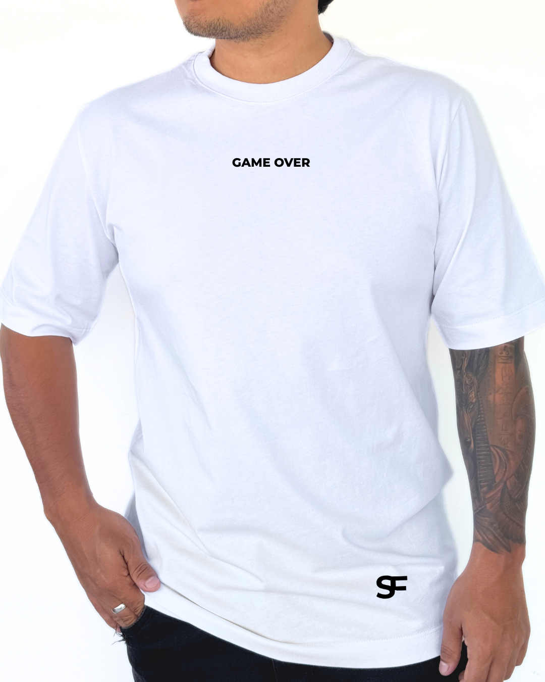 Camiseta Oversize Algodón 265G Blanca-Negra