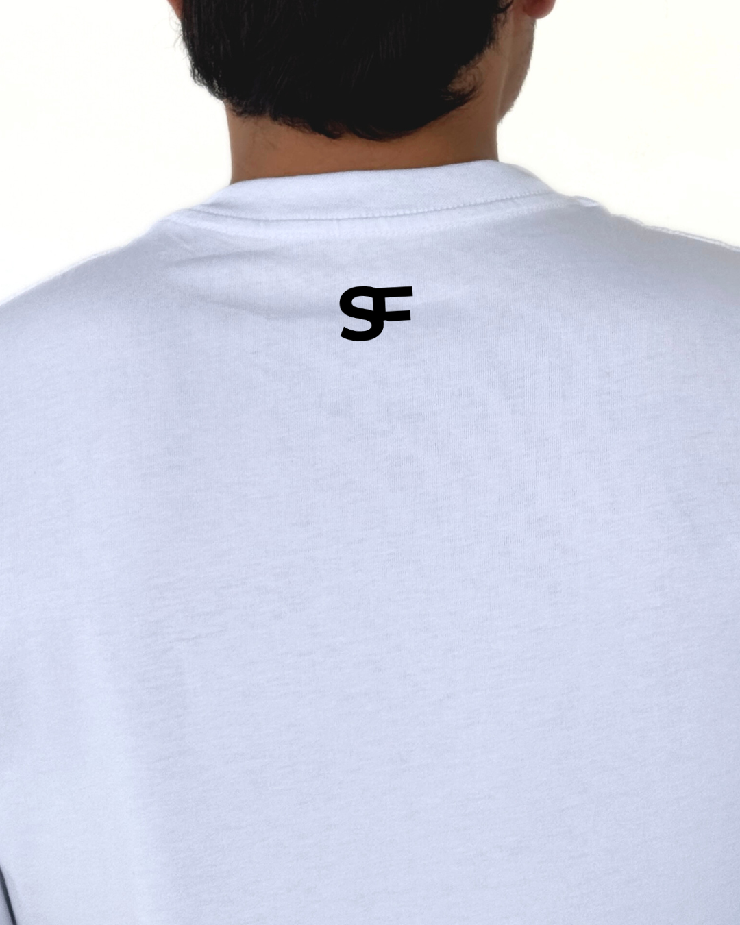 Camiseta Oversize Algodón 265G Blanca-Negro