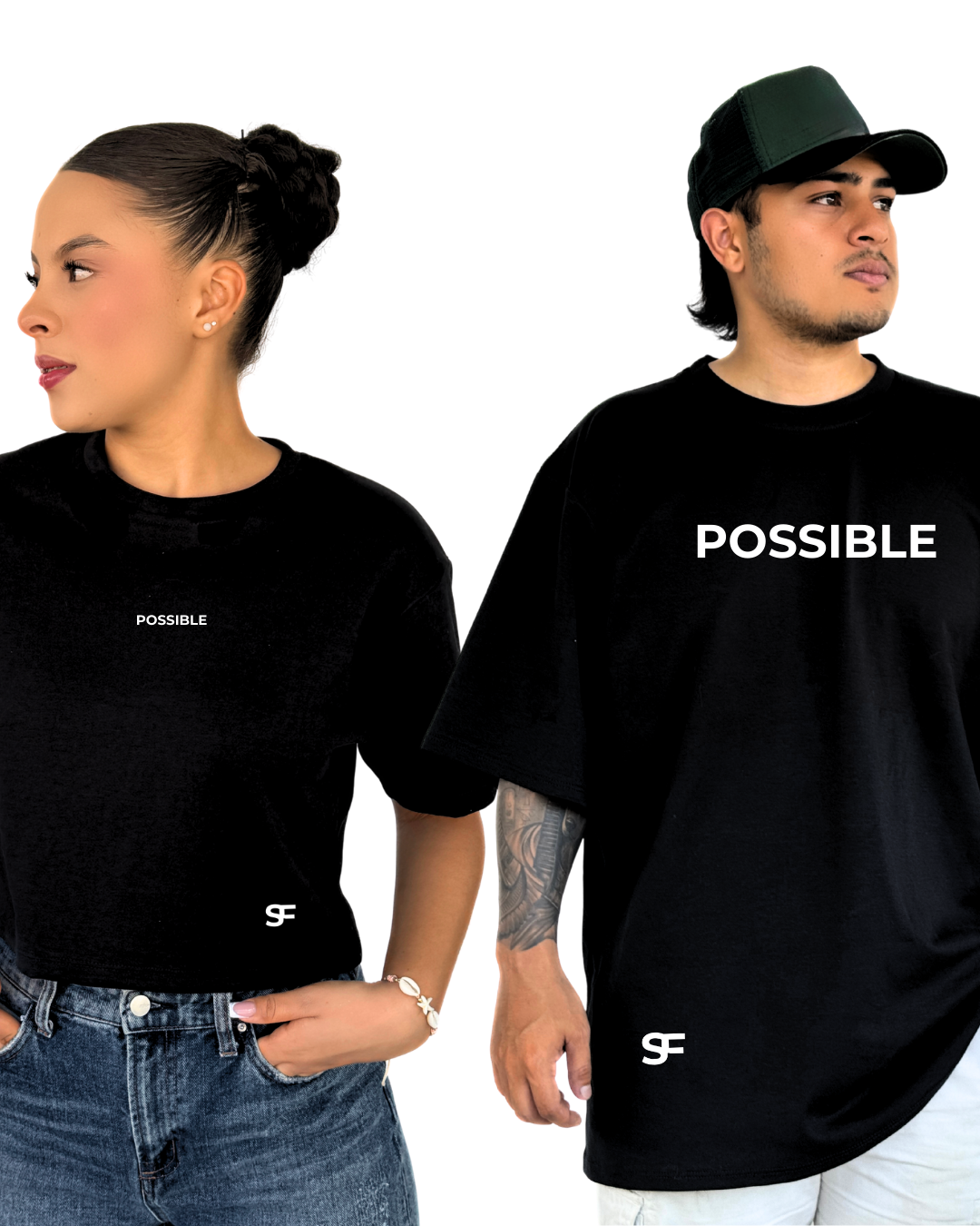 Set Crop Top y Camiseta Oversize negro