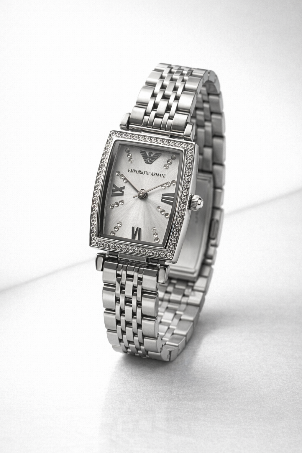 Reloj Empor Arman Diamond Plateado Tablero Plateado