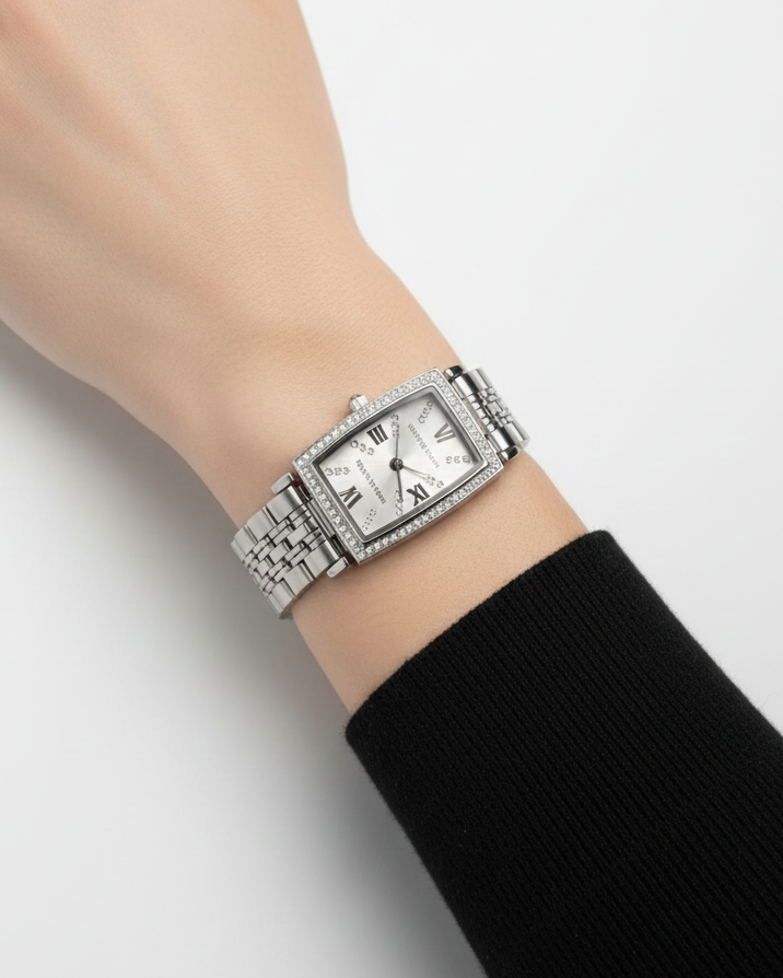 Reloj Empor Arman Diamond Plateado Tablero Plateado