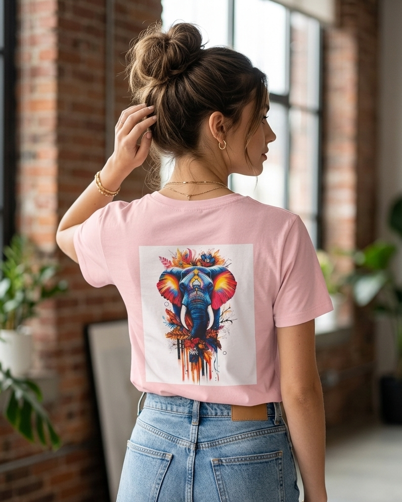 Camiseta de manga corta Elefante Rosa