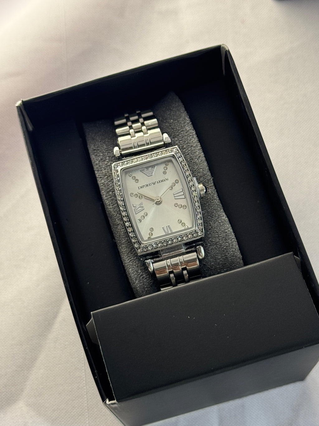 Reloj Empor Arman Diamond Plateado Tablero Plateado