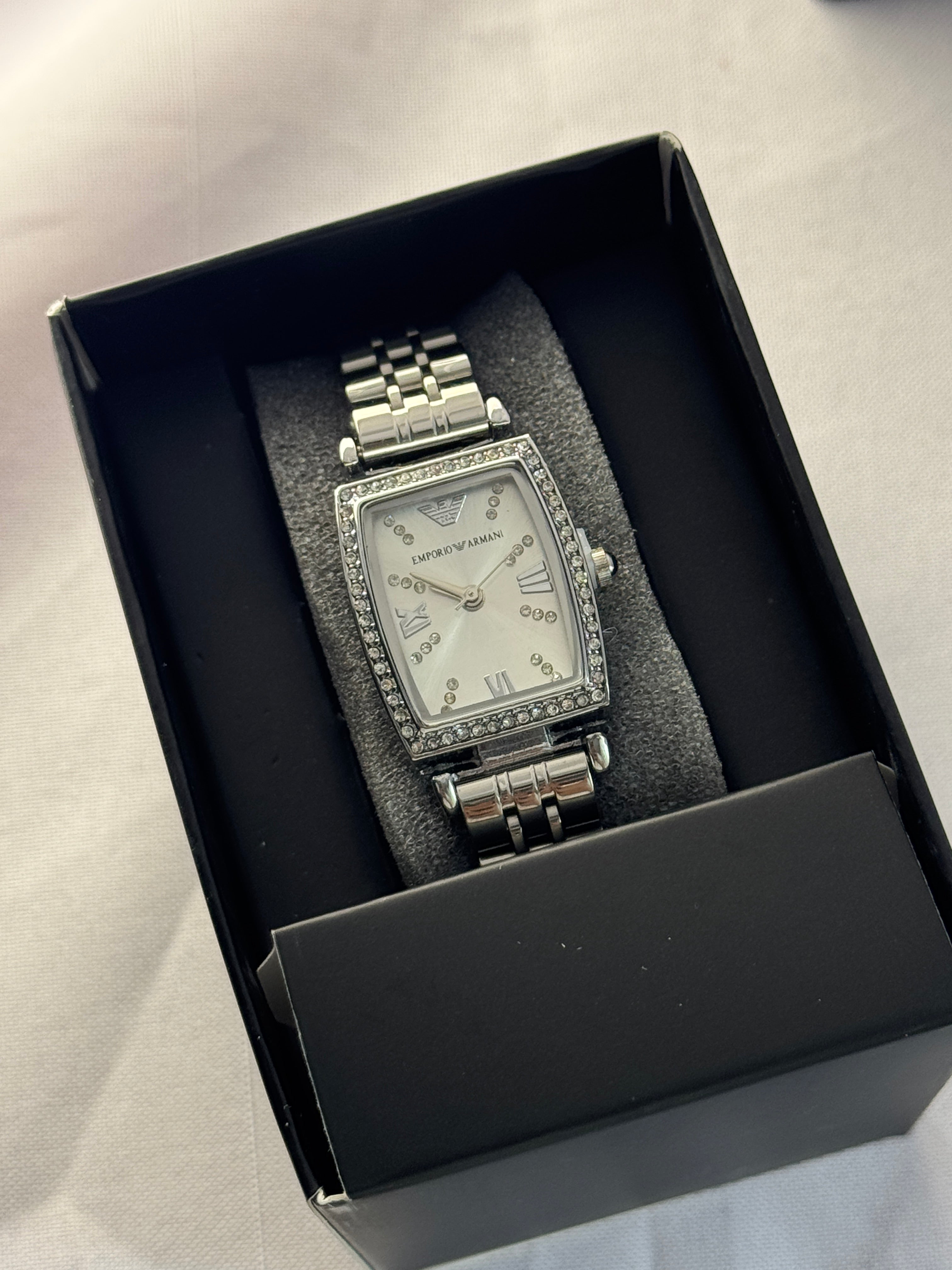 Reloj Empor Arman Diamond Plateado Tablero Plateado